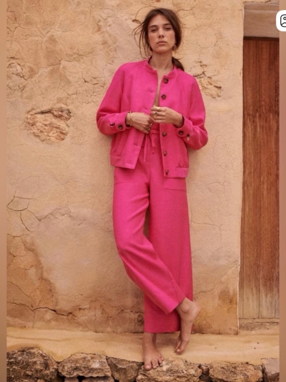 Sezane Marc Jacket in Hot Pink Size 38 NWOT